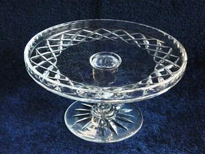 VINTAGE BOHEMIA CRYSTAL CAKE STAND CRISS CROSS - Picture 1 of 5