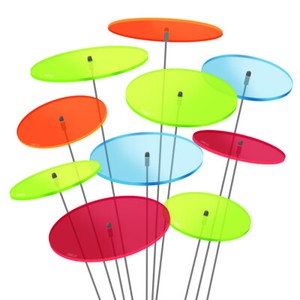 10x SUNPLAY Sonnenfänger Ø 7 /10 cm Suncatcher Gartenstecker Scheiben FARBMIX