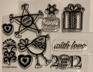 Birthday & Bird  10 Piece Transparent Stamp Collection Scrapbook Card making NEW - Picture 1 of 3