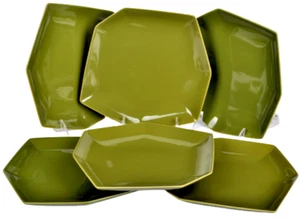 DIANE VON FURSTENBERG DVF Powerstone Avocado Green Salad Plate Set/6 New - Picture 1 of 6