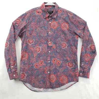 Camisa de hombre Zara grande verde azulado rojo cachemira manga larga calce ajustado clásica abotonada Foto 1 de 4