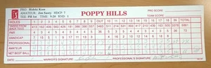 PGA GOLF POPPY HILLS TORNEO TARJETA DE PUNTUACIÓN HIDEKI KASE & JIM SANTY - Imagen 1 de 2