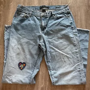 Calvin Klein Denim Patchwork Heart Jeans - Size 12 Low Rise Bootcut - Picture 1 of 6