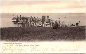 The Pier at Baker's Island Massachusetts MA Steamboat 1905 Postcard UDB - Picture 1 of 2