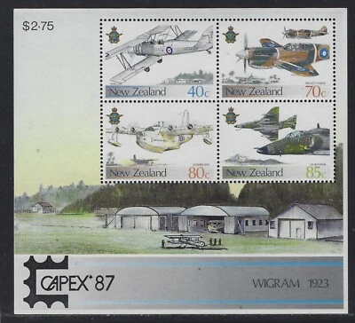 Nueva Zelanda Scott #875b 1987 - Royal NZ Air Force Souv hoja CAPEX 87 embalaje original - MNH Foto 1 de 2