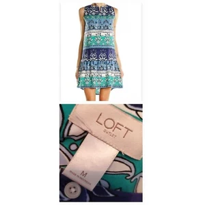 Vestido Loft de Gasa Abstracto Midi Línea A Talla M Color Náutico Parche Azulejo Playa - Imagen 1 de 8