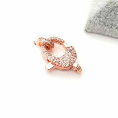 lobster clasp 10x24mm 18k gold Filled cubic zirconia micro pave hook clasps - Image 1 of 3