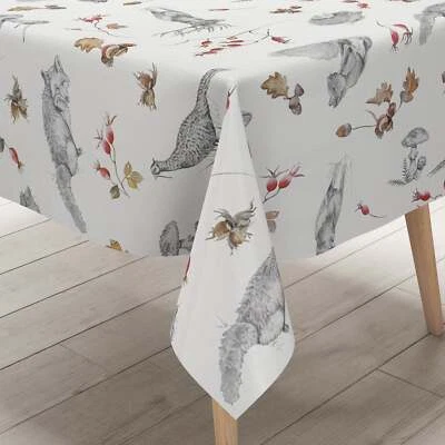 Wachstuch Tischdecke C142241 Herbst Pilze Eicheln Hirsch Igel eckig rund oval - Bild 1 von 4