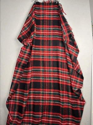 Vintage Troy Leisure Blanket Red Green Plaid Tartan Fringe Throw Made in USA - Image 1 of 4