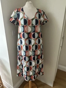 Seasalt Graceful Dive Geometric Print Linen Dress Size Uk 10 - Picture 1 of 4
