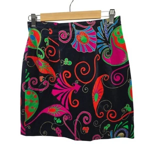 VTG Laurel by Escada Velvet Multicolor Geometric Print Pencil Skirt Size 38 Rare - Picture 1 of 7