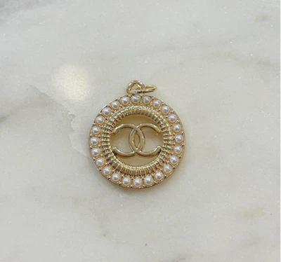 Designer CC Gold Pearl Pendant 1PC Vintage Charm - Image 1 of 2