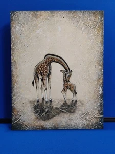 Giraffen von Britt Hallowell 14x11x2,5 gerahmtes Wandbild - Bild 1 von 7