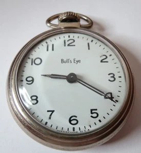 ANTIQUE MENS WESTCLOX BULL'S EYE POCKET WATCH MANUAL WIND 49.9MM RUNS #1 - Picture 1 of 5