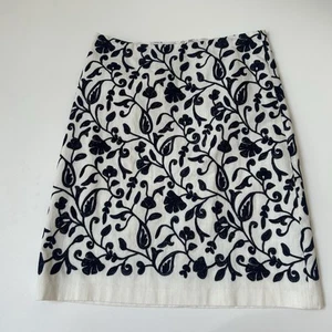 Talbots Damen Gr. 6 Bleistiftrock marineblau creme Blumen bestickt Karriere " - Bild 1 von 7
