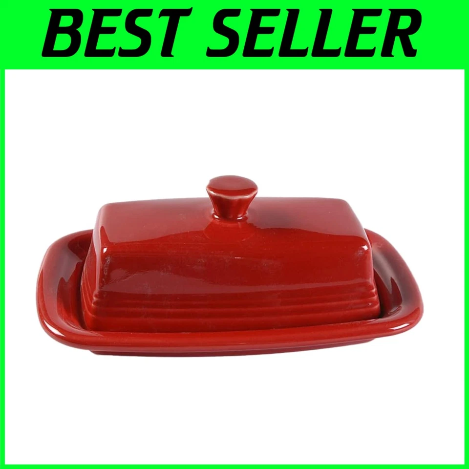 Lead-Free Butter Dish XL - Microwave Safe - Scarlet - Image 1 of 3