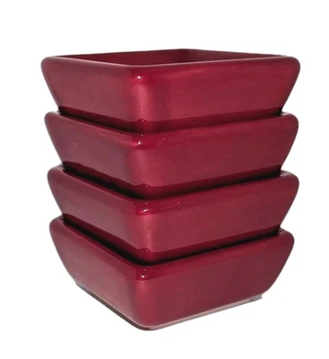 Pampered Chef Simple Additions Sauce Dip Bowls Cranberry Red 4 Petite Squares A+ - Image 1 of 4