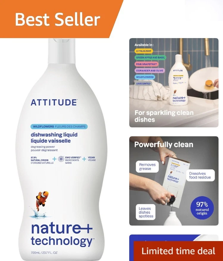 Dishwashing Liquid Wildflowers 23.7 Oz by Attitude