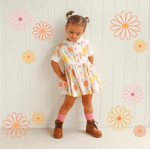 Lacey Lane Hopscotch Floral Pastell Sommer Sommerkleid Mädchen Gr. 7 Creme Rosa Retro - Bild 1 von 7