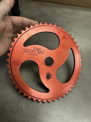 Sierra rasgadora de anillo de cadena BMX Profile Racing años 90 47 dientes rojo anodizado Foto 1 de 4