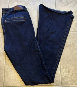 Jeans Hollister Low Rise vintage svasati morbidi elasticizzati lavaggio scuro taglia 1R (25x32) - Foto 1 di 6