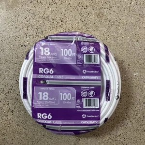 Southwire RG6-Dual Shield Coaxial Cable Coil 18 AWG White 100-ft New Sealed! - Picture 1 of 2