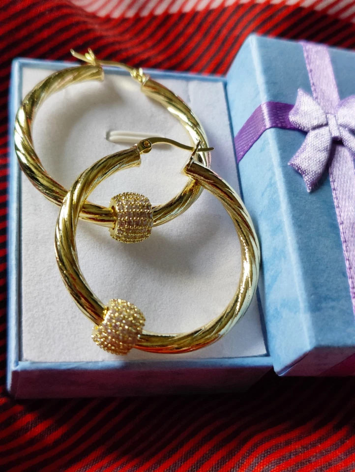 Rose Gold 30mm Hoop Earrings by Philip Jones