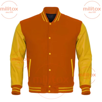 Varsity Jacket – Wool Body & Leather Sleeves | Premium Quality, Free Shipping, - Image 1 of 3