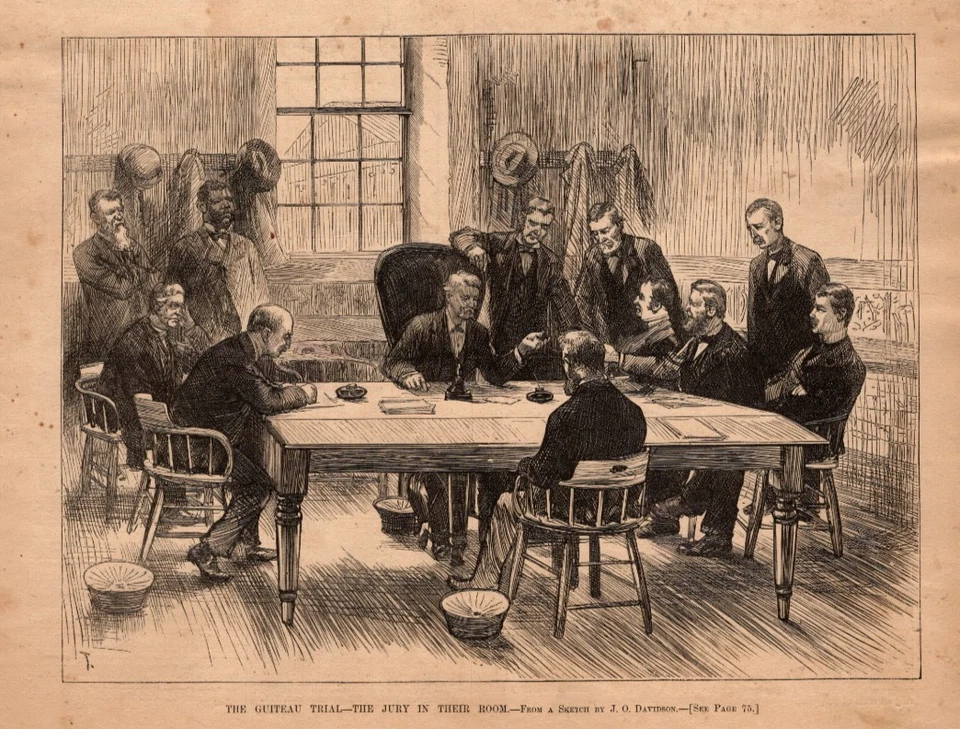 1882 Harpers Weekly February 4 Guiteau Trial Jury deliberations original print - Image 1 of 1