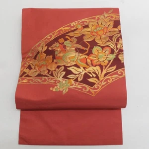 Kimono Japonés Nagoya Obi Seda Montar a Caballo Persona Patrón Rojo 139.0 pulgadas - Imagen 1 de 13