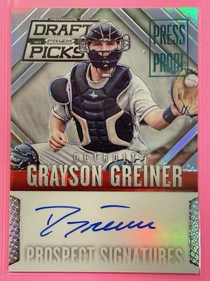 2014 Prizm Perennial Draft Picks Grayson Greiner Prospect Auto Press Proof /199 - Image 1 of 3