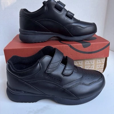 Propet Tour Walker Strap Sneaker Shoes Black Women 7.5 2E EE Hook Loop W3902 NEW - Image 1 of 4