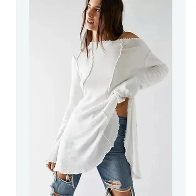 Túnica Free People We The Free Full Swing Talla M Manga Larga Pullover Blanco Foto 1 de 4