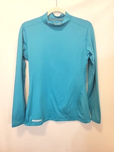 Under Armour Women ColdGear® Mock Neck Fitted Shirt, Large, Blue - Picture 1 of 9