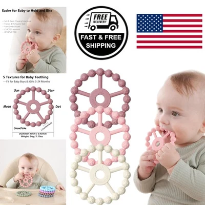 Pack de 3 anillos de silicona para juguetes de dentición para bebés de fácil agarre para bebés 6 Foto 1 de 4