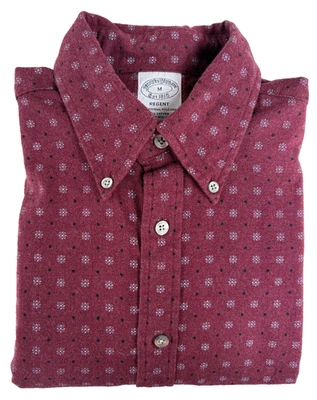 Brooks Brothers Shirt Mens Medium Regent Fit Burgundy Print LS Flannel Feel - Image 1 of 4