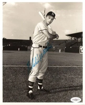 BRAVES Eddie Mathews signed 8x10 photo JSA COA AUTO Autographed HOFer Milwaukee - Image 1 of 2