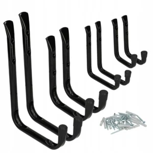 Garagehaken 8er-Set Wandhalterung Werkzeug Fahrrad Leiter robust Schwarz Haken - Bild 1 von 3