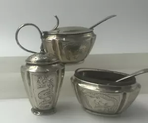 More details for chinese export silver cruet set dragon motif waikee hong kong c1930