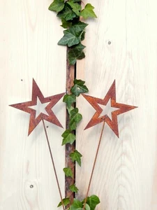 Stern 2er SET Gartenstecker Dekostecker Sterne Advent Winter Weihnachtsdeko Rost - Bild 1 von 3