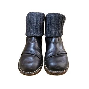 El Naturalista Black Leather Sweater Ankle Boots |Fold-Down Fits Size 7-7.5 - Picture 1 of 6