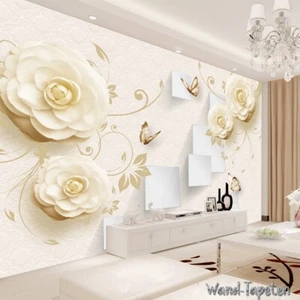 Vlies Fototapete Wandtapete Wandbilder 3D Elegant Blume Schmetterling 2026 - Picture 1 of 3