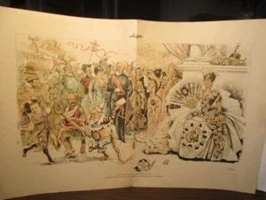 GIUDICE Il ballo in costume politico 1883 Puck Art HAMILTON piega centrale - Foto 1 di 9