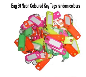 Clearance Bag of 50 Neon Coloured Key Tags Random Colours - Picture 1 of 1