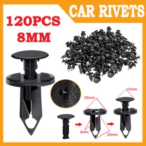 120PCS 8mm Bumper Clips Auto Car Hole Retainer Rivets Fastener Fender Push Pin - Imagen 1 de 12