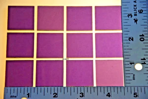 1128.50 - 12 THIN DEEP ROYAL PURPLE 1" x 1" BULLSEYE GLASS 90 COE COMPATIBLE - Picture 1 of 2