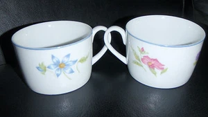 Set of 2 Fine China Coffee/Tea Cups/Mugs Floral Designs - Picture 1 of 6