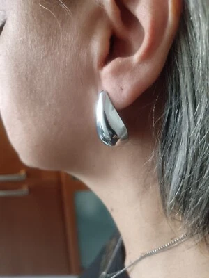 orecchini a goccia In Acciaio Inossidabile 3x2cm.color silver  - Immagine 1 di 3