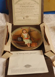 NIB Norman Rockwell Plate A YOUNG GIRL'S DREAM Edwin M Knowles China Co 1985/COA - Picture 1 of 10