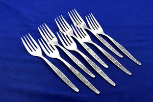 SET 8 JARDINERA Floral Stainless Steel SALAD FORKS INTERPUR JAPAN - Picture 1 of 9